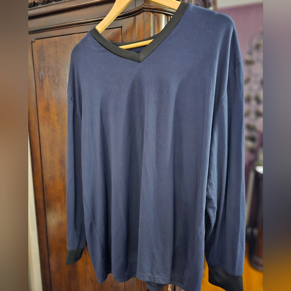 INK+IVY Men Sleepwear Pajama Set Cuffed Long Sleeve V-Neck T-Shirt, Soft Size XL